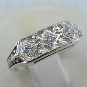 925 Sterling Silber Ring Band US Größe 6,0 Psalm 90 Schrift Flieder CZ Steine - Bild 1 von 14