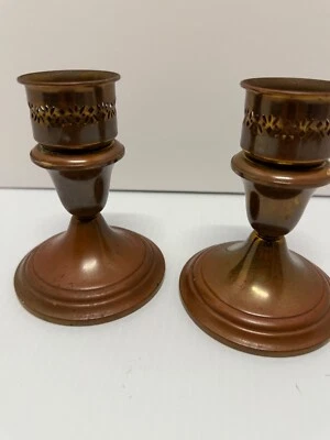 par vintage de castiçais de cobre Gorham Giftware 5 de altura - Imagem 1 de 3