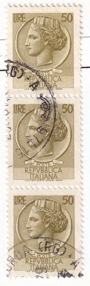ITALY Stamp 1968 50 lire- Sc998j Art figure- 3 used R293 - Image 1 of 1
