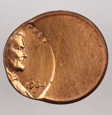 1964 D 1c 80% Off Center Full Date Mint Error Lincoln Cent Coin E111 - Image 1 of 2