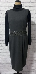 Lafayette 148 New York Pulloverkleid 100% Schurwolle - weich, rustikal Perlen, Größe 12 - Bild 1 von 10