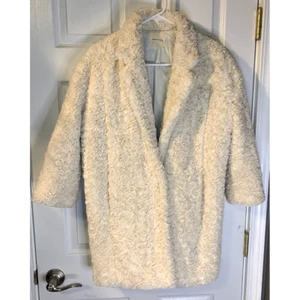 Silence + Noise Faux Fur Jacket Women's Size L Ivory Boho Urban Outfitters Coat - Picture 1 of 6