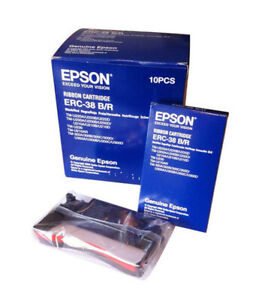 Brand New EPSON 10 Pack of ERC-38BR ERC38BR Printer Ribbon Cartridge Black/Red