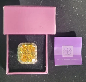 VTG Suzanne Somers Lg Canary Yellow Cocktail Ring Sz 5 NIB - Picture 1 of 12