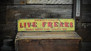 Custom Carnival Freak Show Sign - Rustic Hand Made Vintage Wooden - Picture 1 of 3