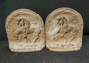 Vintage Bronze Buchstützen "End of the Trail" - Bild 1 von 2