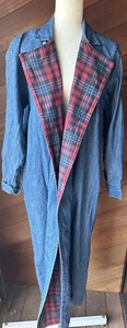 Vintage Ralph Lauren Denim Jean W/ Flannel long duster/ Coat women's Sz 6 USA - Picture 1 of 11