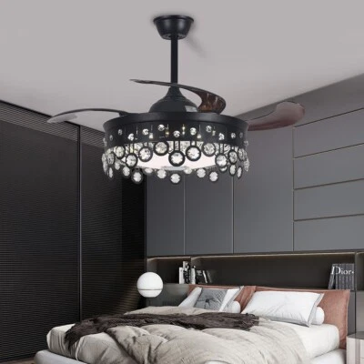 42 inch black colorful bluetooth invisible crystal fan light lamp fan light - Image 1 of 4