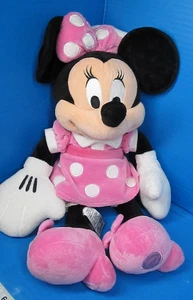 Disney Store Authentic Patch Minnie Mouse 20” Plush Pink Polka Dot Dress - Picture 1 of 7