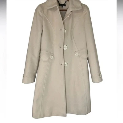 Abrigo Le Full Mezcla Lana/Cachemira Color Marfil, Hecho en Italia Talla 8 Foto 1 de 4