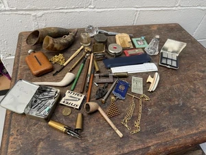 LOT OF OLD COLLECTABLES INC PENS, PIPES, HORNS ETC - CLEARANCE FIND - Picture 1 of 15