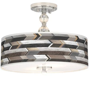 Woodwork Arrows Giclee 16" Wide Semi-Flush Ceiling Light - Picture 1 of 4