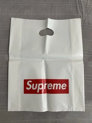 "Bolso de compras original Supreme plástico rojo logotipo caja 13""x16"" blanco auténtico" Foto 1 de 3