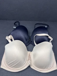 Vanity Fair Lot Of 2 Beauty Back  Bra 34D Black Underwire Molded Cup Style 74380 - Picture 1 of 4