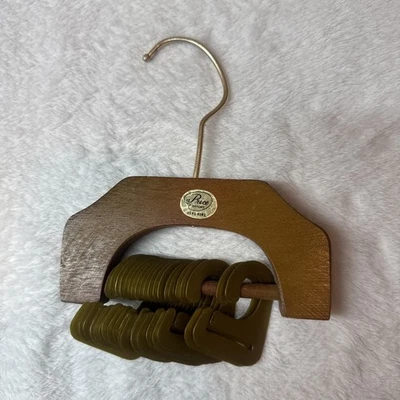 Vintage Wood Tie Hanger Storage Organizer 20 Plastic Hooks Hong Kong - Image 1 of 4