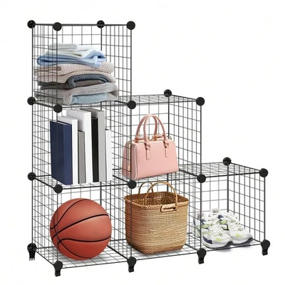 6 Cube Wire Storage Organizer Shelving Unit Shelves Rack Modular Bookshelf Rack - Image 1 of 4