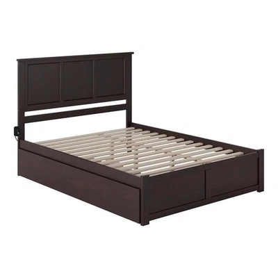 AFI Madison Queen Solid Wood Platform Bed with Twin XL Trundle in Espresso - Image 1 of 4