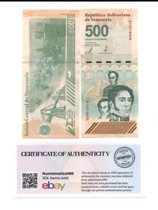 VENEZUELA 500 DIGITALES 2023 new UNC x1 500 Million Bolívares COA Included - Picture 1 of 2