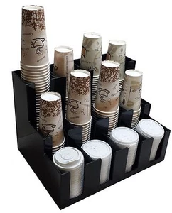 Dispensadores de tazas y tapas soporte café, acondicionamiento caddy estante de tazas organizador de azúcar - Imagen 1 de 1