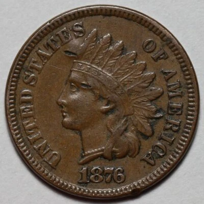 1876 Indian Head Cent - Damage - US 1c Penny Coin - Image 1 of 4