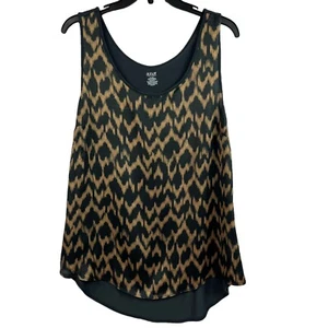 a.n.a High Low Sleeveless Tank Top Abstract Print Brown Black XL - Picture 1 of 8