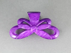 Purple hair clip marbled bow plastic 3.5" long barrette accessory claw clamp - Picture 1 of 8