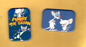 PINKY AND THE BRAIN 2 MAGNETE ODER KNÖPFE, PINBACK 2""X3"" MIT ABGERUNDETER ECKE - Bild 1 von 5