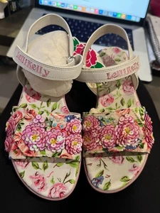 Lelli Kelly FIOR DI PESCO 1 Sandalias Blancas Zapatos Juveniles Cuentas a Mano Flores Floral - Imagen 1 de 21