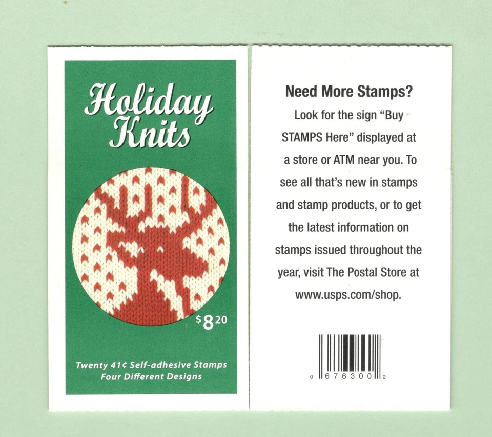 Sc # BK305 ~ Booklet of 20 ~ 41 cent Holiday Knits Issue - Image 1 of 1