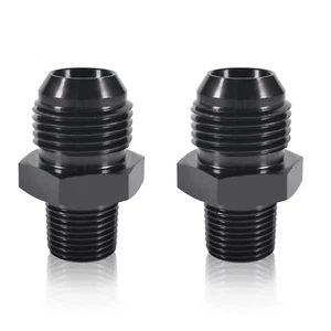 2Pcs 10AN to 3/8" NPT Fitting Male Straight Fittings Adapter Aluminum Black - Picture 1 of 6