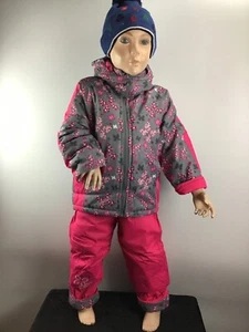 Skianzug,Mädchen,Zweiteiler,86,92,98,104,110, pink/ grau,Kapuze,Latzhose - Bild 1 von 10