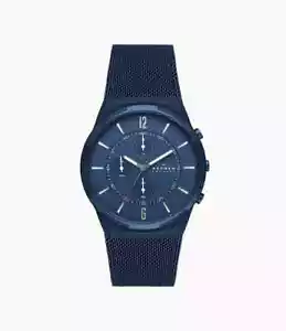 Skagen Melbye Chronograph Chronograph Ocean Blue Stainless Steel Mesh Watch - Picture 1 of 5