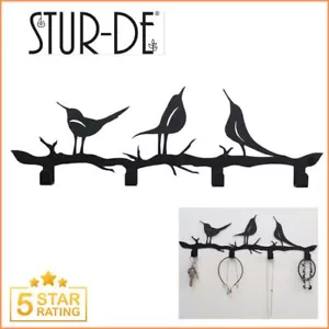 Decorative Wall Mounted 4 Hooks Iron Key Holder Organizer with Bird Décor by St - Picture 1 of 5
