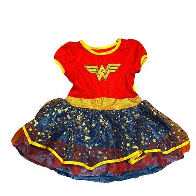 DC Mujer Maravilla 3T Disfraz Capa Tul Falda Estrellas SS Vestido Cinturón WW Niño Pequeño Foto 1 de 4