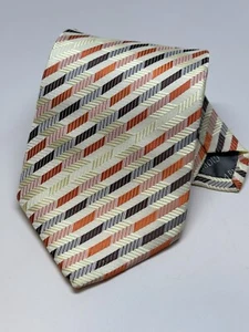 Giorgio Armani Silk Tie Necktie Striped Geometric Yellow Made Italy 60” x 4" - Picture 1 of 5