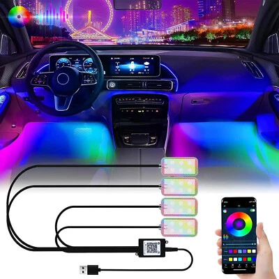 4 en 1 USB RGB LED Coche Interior Atmósfera Lámpara Pie Piso Estrella Luz Decoración Foto 1 de 4