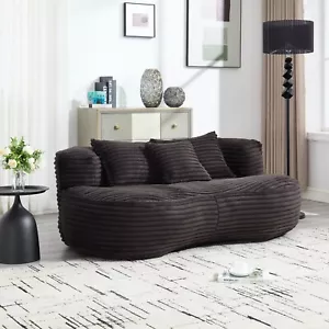 Durable Bean Bag Sofa, High-Back Lounge Chair, Soft Accent Floor Couch - Picture 1 of 33