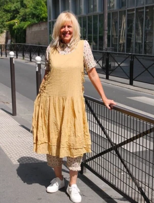 Ewa I Walla Sleeveless Dress M 8 Women Casual Lace Up Yellow Boho Midi NEW 35094 - Image 1 of 4