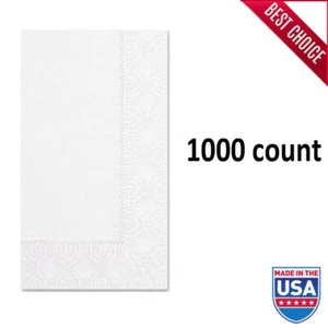 2 Ply White Dinner Napkins 1000 Count Similar To Linen Pre-Folded 15" X 17" New - Picture 1 of 4