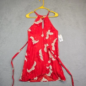 Billabong Dress Womens S Aloha Baby High Neck Wrap Crane Animal Print Romantic - Picture 1 of 17
