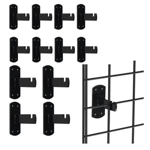 Gridwall Mount Brackets for Grid or Slatgrid Panels Box of 12 Pcs Black - Picture 1 of 6