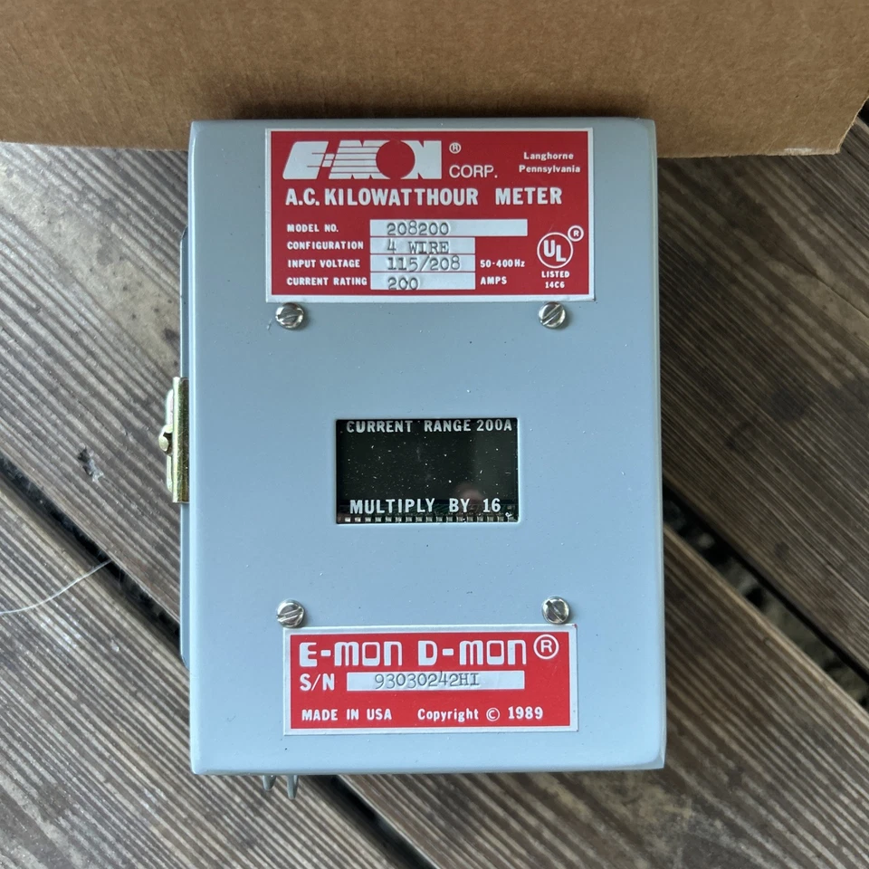 Solid State AC Kilowatthour Emon Meter 208200, 115/208V  4-wire  200A  50-400Hz - Image 1 of 4