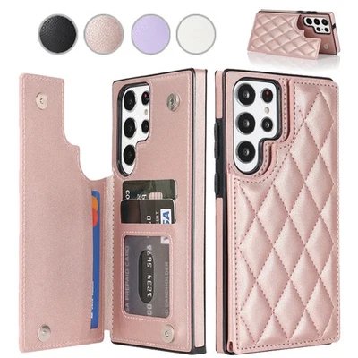 Wallet Flip Leather Phone Case Compatible with Samsung Galaxy S25 S24 S23 S22 - Image 1 of 4