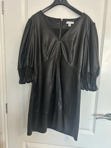 Topshop Size 10 Uk Black Leather Dress - Picture 1 of 3