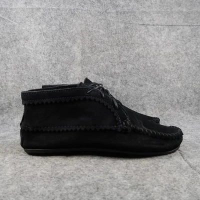 Minnetonka Zapatos Mujer 8 Mocasines Chukka Botín Cuero Negro Con Cordones Foto 1 de 4