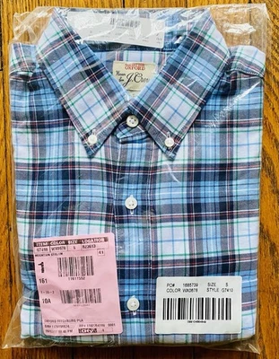 J Crew Classic Oxford All Cotton Shirt Men’s Sz S Blue Check NEW! Ret. $79 - Image 1 of 3