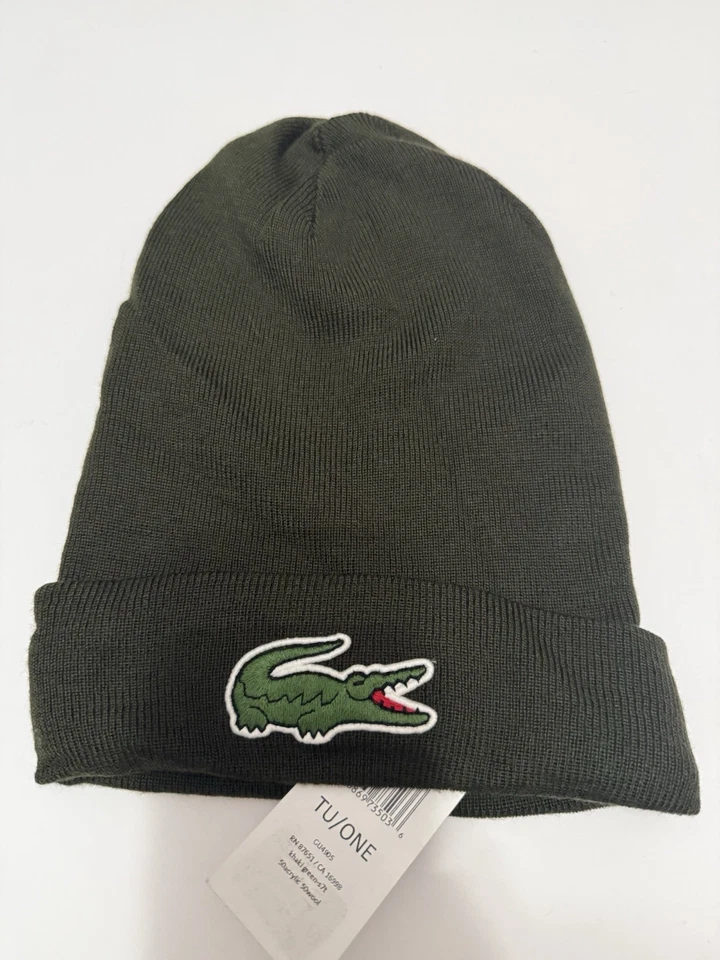 Nuevo gorro tejido mezcla de lana azul Lacoste Big Croc para hombre unisex adulto Foto 1 de 3