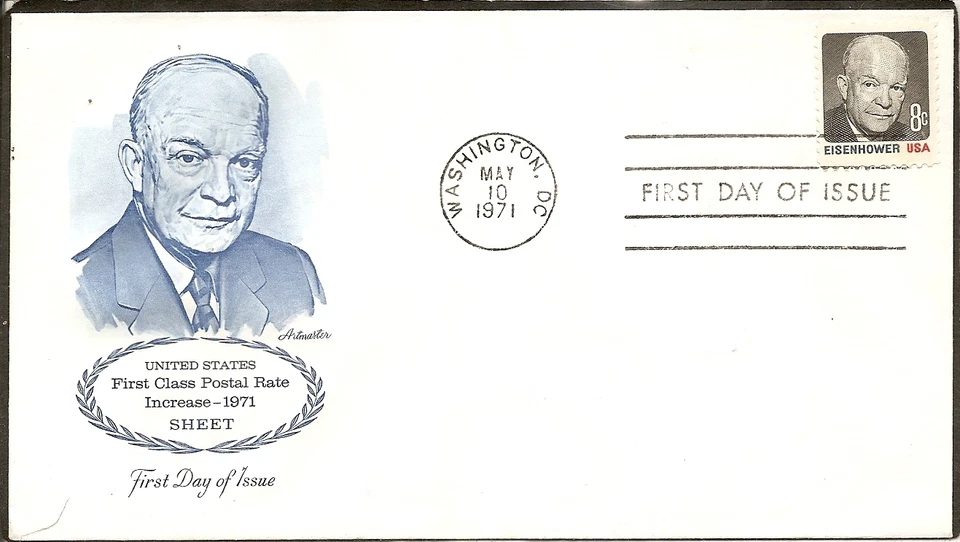 US SC # 1394 Eisenhower FDC. Artmaster  Cachet. - Image 1 of 1
