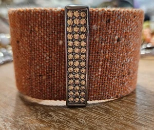 Vintage, Authentic Signed Swarovski Crystal Cuff bracelet Tweed Orange - Picture 1 of 13