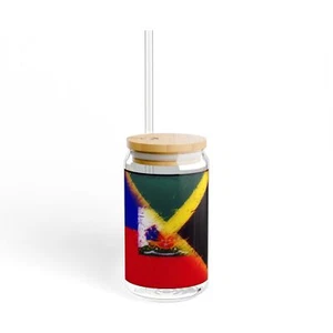 Haiti Jamaika bemalte Flagge HD Sipper Glas, 16oz - Bild 1 von 5